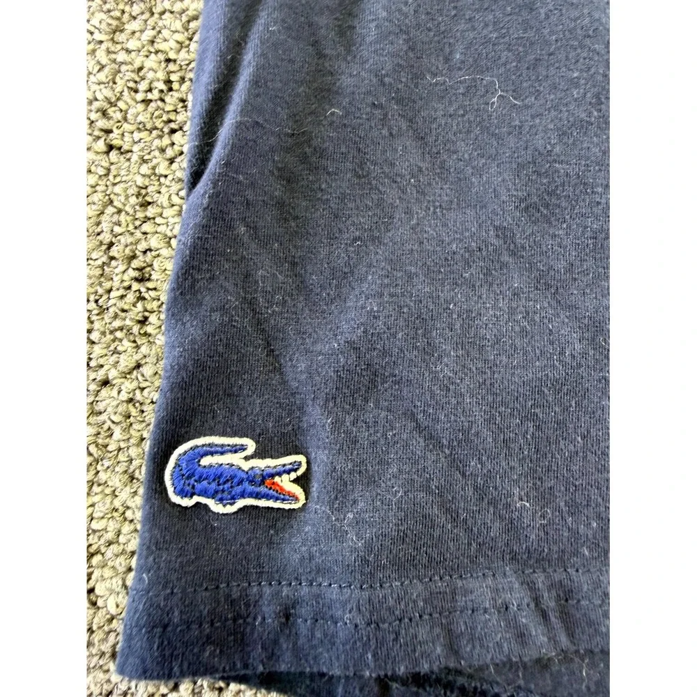 Lacoste Sleepwear Top Mens Large Navy Blue Cotton Blend Pocket Embroidered Logo